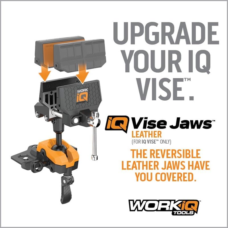 WORK IQ TOOLS Leather Vise Jaws - Reversible Jaws for Fine Wood and Delicate Items - Feature Genuine Leather Side and Multi-Grooved Nylon Side for Secure Vice Grip - Image 5